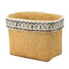Set of 2 Rectangular Basket Planters with Geometric Trim, L:10.5x8.5x8" S:7.5x5.5x6.5"