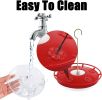 2 Pack 16 oz Plastic Disc Hummingbird Feeders for Outdoors Hanging, Leak-Resistant Nectar Feeder with 5 Ports, Wide Mouth Easy Clean & Refill, Built-i