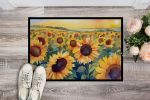NEW Kansas Sunflowers in Watercolor Doormat Front Door Mat Indoor Outdoor Rugs for Entryway, Non Slip Washable Low Pile, 18H X 27W