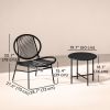 Rattan Bistro Set, 3 Pieces Wicker Patio Furniture Set, Acapulco Chairs and Steel Table for Porch, Balcony, Black