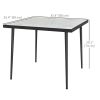 Outdoor Dining Table for 4, Square Patio Dining Table with Marble Effect Tempered Glass Top and Steel Frame, White