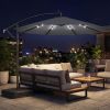 10 ft Cantilever Patio Umbrella with Light, Weight, Offset Hanging Outdoor Umbrella with Protective Cover, Dark Gray