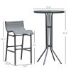 3 Piece Bar Height Outdoor Bistro Set for 2, Charcoal Gray