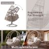Direct Wicker Outdoor Indoor Swing Chair with 4-in-1 Cushions, Metal Frame, Wicker Hanging Chair, Grey