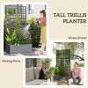 Galvanized Raised Garden Bed Planter Box with Trellis for Climbing Plants, Vegetable, Vines, 35" x 16" x 70", Gray