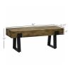 Garden Bench with Metal Legs, Rustic Wood Effect Concrete Entryway Bench, End of Bed Bench, Indoor Outdoor Use for Patio, Park, Porch and Lawn