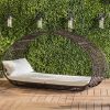 Lavina 91.25'' Wicker Outdoor Patio Canopy Daybed Water Resistant Cushion (Multibrown/White)