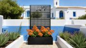 Metal Planter Box with Trellis 70.9in H x 43.3in W x 15.8in D - Outdoor Raised Garden Bed with Privacy Screen Lattice Panels for Patio Decoration for