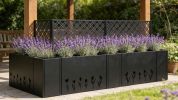 Metal Planter-Trellis Combo (Set of 3) - Raised Garden Bed, Flower Trellis & Privacy Screen for Patio, Balcony, Garden