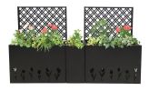 Metal Planter-Trellis Combo (Set of 3) - Raised Garden Bed, Flower Trellis & Privacy Screen for Patio, Balcony, Garden