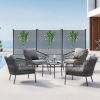 Metal Privacy Fence Panels for Outside, Slatted Privacy Screens with Stand