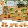 No-Dig Fir Wood Privacy Fence with Planter Boxes, 3-Panel AC Unit Screen for Outdoor Trash/Pool Equipment Concealment