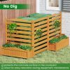 No-Dig Fir Wood Privacy Fence with Planter Boxes, 3-Panel AC Unit Screen for Outdoor Trash/Pool Equipment Concealment