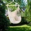 Outdoor Hanging Chair with Beige Pillow - Galvanized Pipe Frame Garden Hammock 51.18x39.37 Inch for Patio Balcony Backyard Relaxation