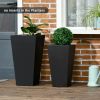 Outsunny Outdoor Planter Set 2-Pack MgO Flower Pots Black with Drainage Entryway Patio Yard Garden
