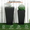 Outsunny Outdoor Planter Set 2-Pack MgO Flower Pots Black with Drainage Entryway Patio Yard Garden