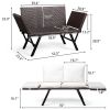 Outdoor Sofa, Woven Rattan Patio Furniture, Convertible Daybed or Double Chair with Adjustable Armrests, Cushions and Pillows for Yard Porch Pool