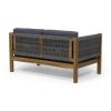 Patio Loveseat and Coffee Table Set, Patio Furniture Set with Cushion, Acacia Wood Frame Conversation Set for Garden, Backyard, Porch and Poolside