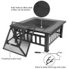 Portable Courtyard Metal Fire Pit with Accessories Black