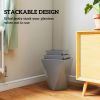 Outsunny Set of 3 MgO Tall Planters Indoor Outdoor Stackable Flower Pots with Drainage Holes for Garden Balcony Gray