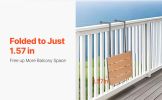 VEVOR Balcony Hanging Table, 25 x 24 in Folding Balcony Railing Table, Outdoor Balcony Bar Table for Railings, 4-Level Adjustable