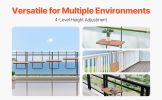 VEVOR Balcony Hanging Table, 25 x 24 in Folding Balcony Railing Table, Outdoor Balcony Bar Table for Railings, 4-Level Adjustable