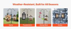 VEVOR Double Shepherds Hooks for Outdoor, 8 Pack 60 Inch Heavy Duty Bird Feeder Pole, 3/4 Inch Thick Garden Hooks for Hanging Hummingbird Feeder