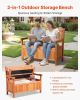 33 Gal Outdoor Wood Storage Bench Deck Box Waterproof 2-Person Outdoor Seating