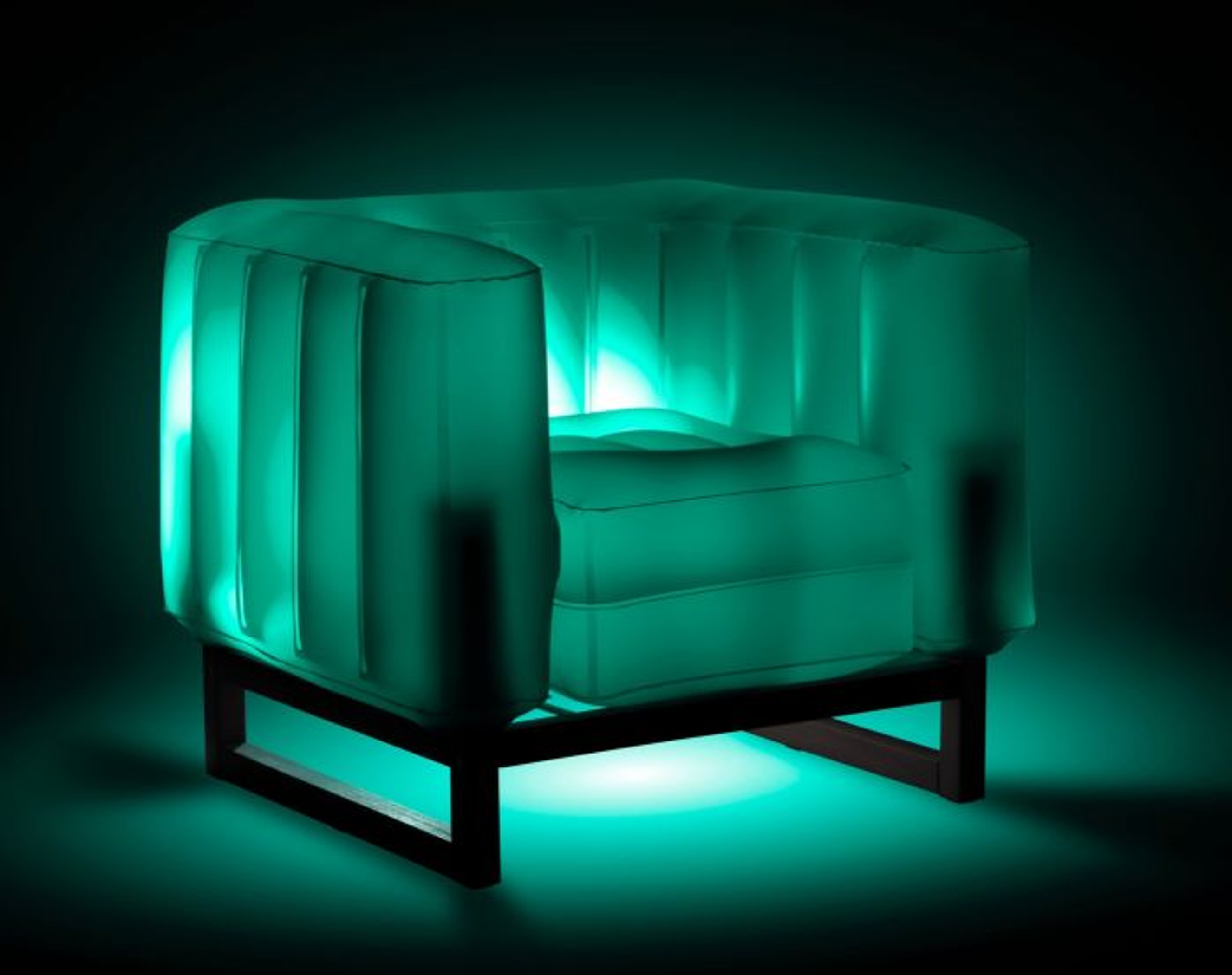 YOMI ARMCHAIR EKO WITH LIGHTING WOOD Frame (Color: GREEN TRANSLUCENT)