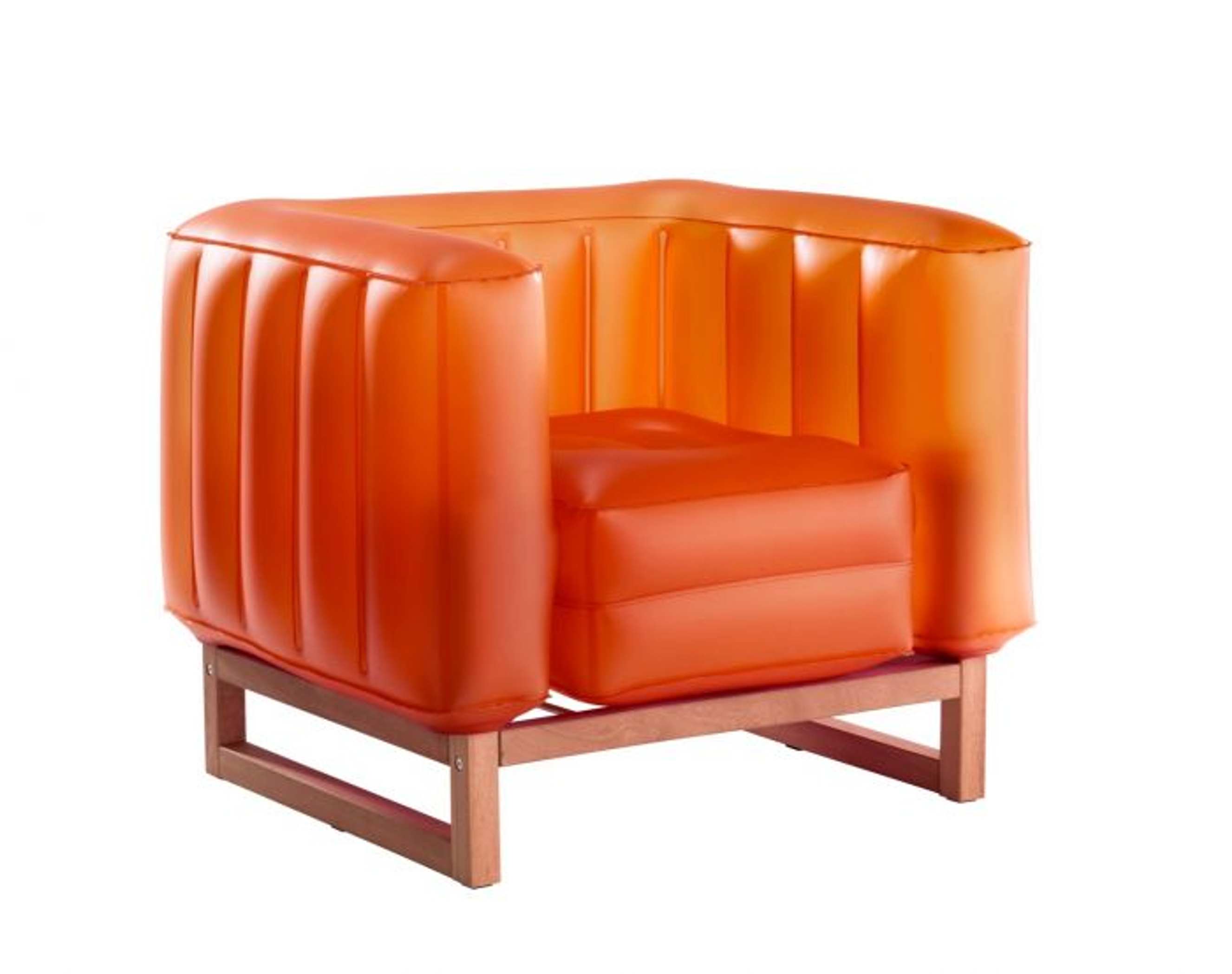 YOMI ARMCHAIR EKO WITH LIGHTING WOOD Frame (Color: ORANGE TRANSLUCENT)