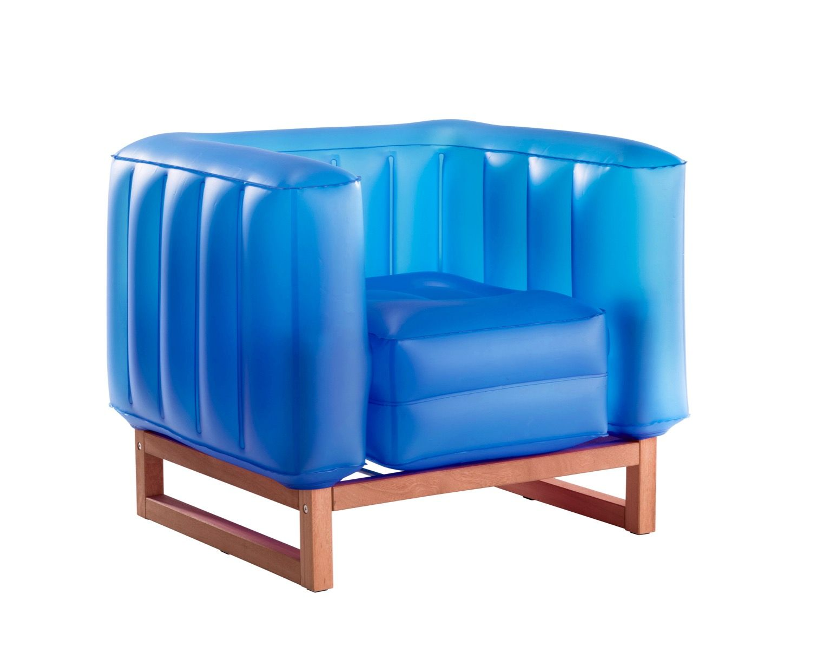 YOMI ARMCHAIR EKO WITH LIGHTING WOOD Frame (Color: BLUE TRANSLUCENT)
