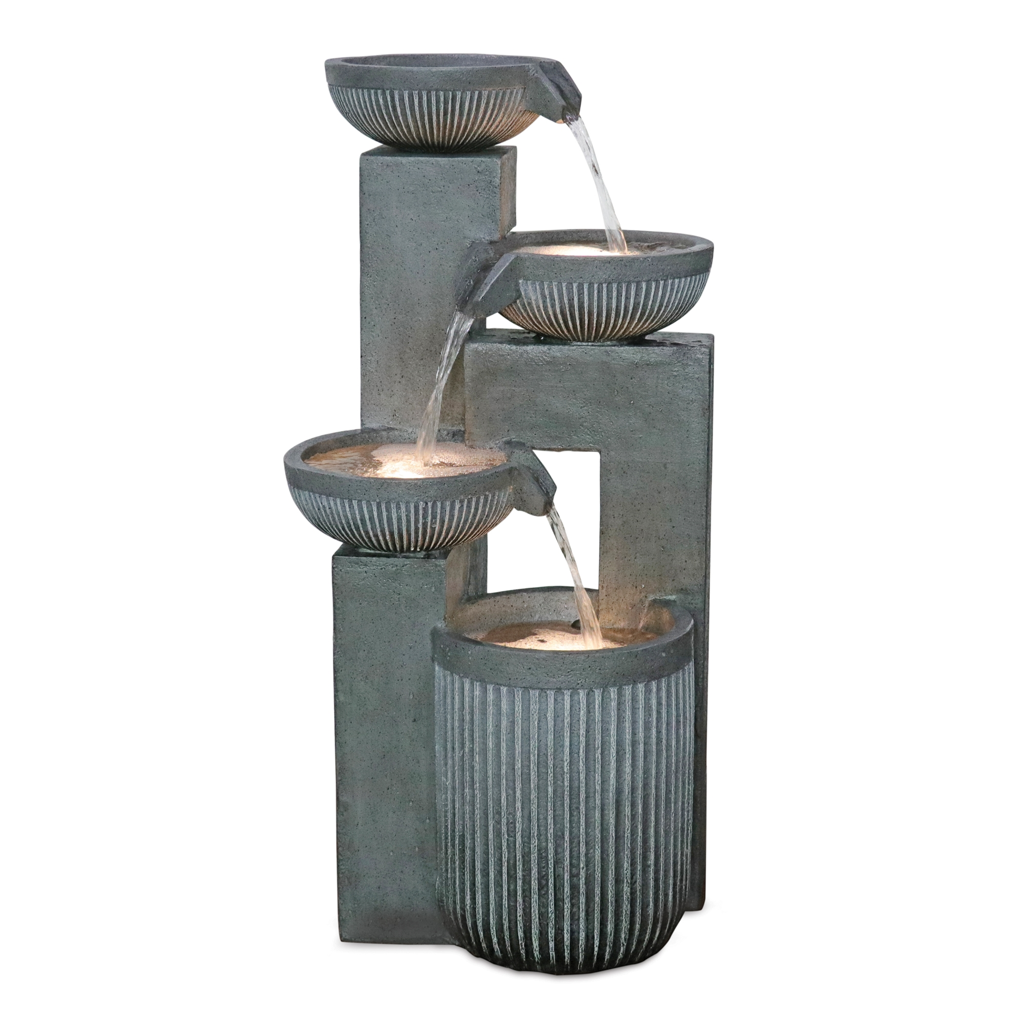 Stone Cascading Bowl Fountain (size: 33"H)