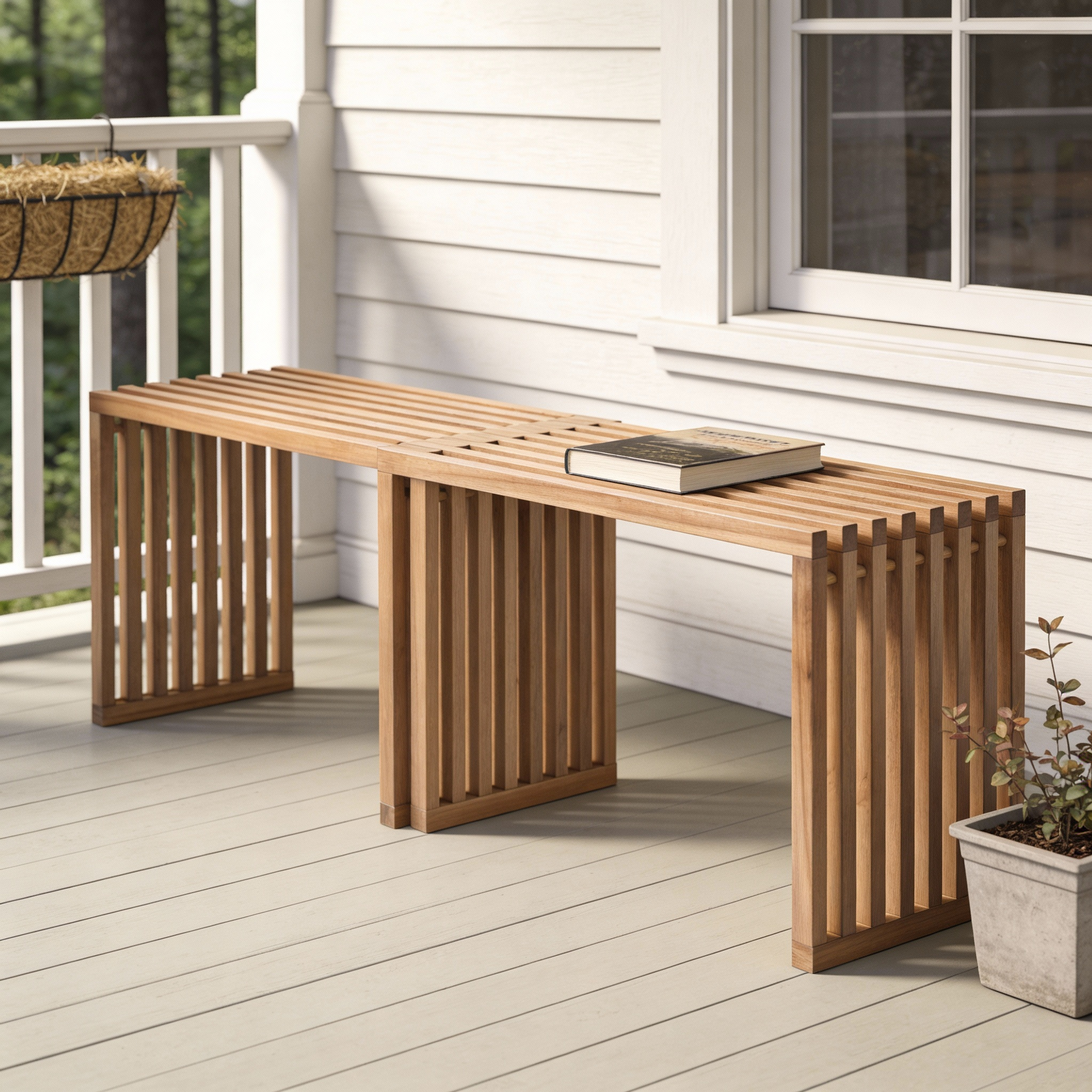 Wood Extendable Indoor Outdoor Bench (Color: Natural Solid, size: 54")