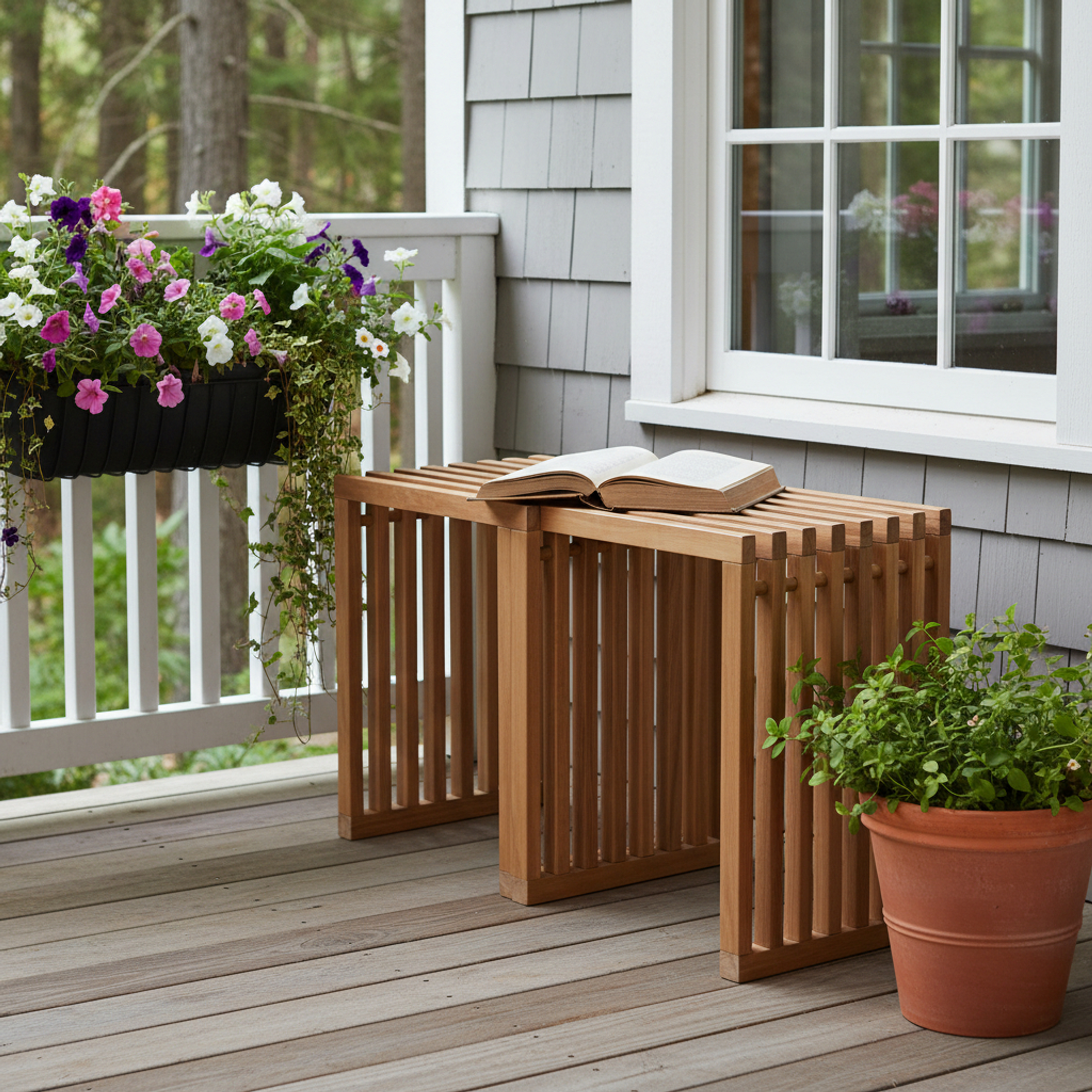 Wood Extendable Indoor Outdoor Bench (Color: Natural Solid, size: 27")