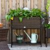 Modern PE Rattan Wicker Raised Garden Bed Elevated Planter Box