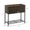 Modern PE Rattan Wicker Raised Garden Bed Elevated Planter Box