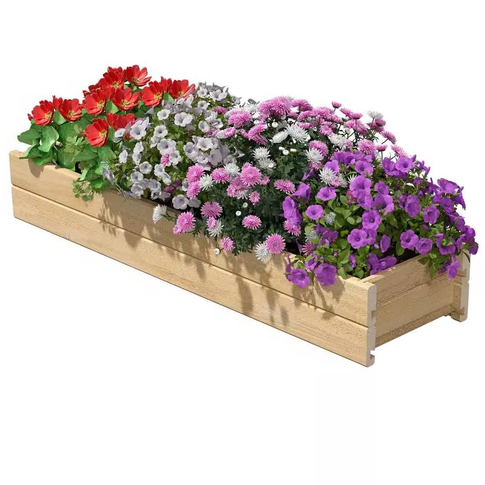 Natural Unfinished Cedar Wood Planter Box - Made in USA (size: 46-Inch X 11-Inch)
