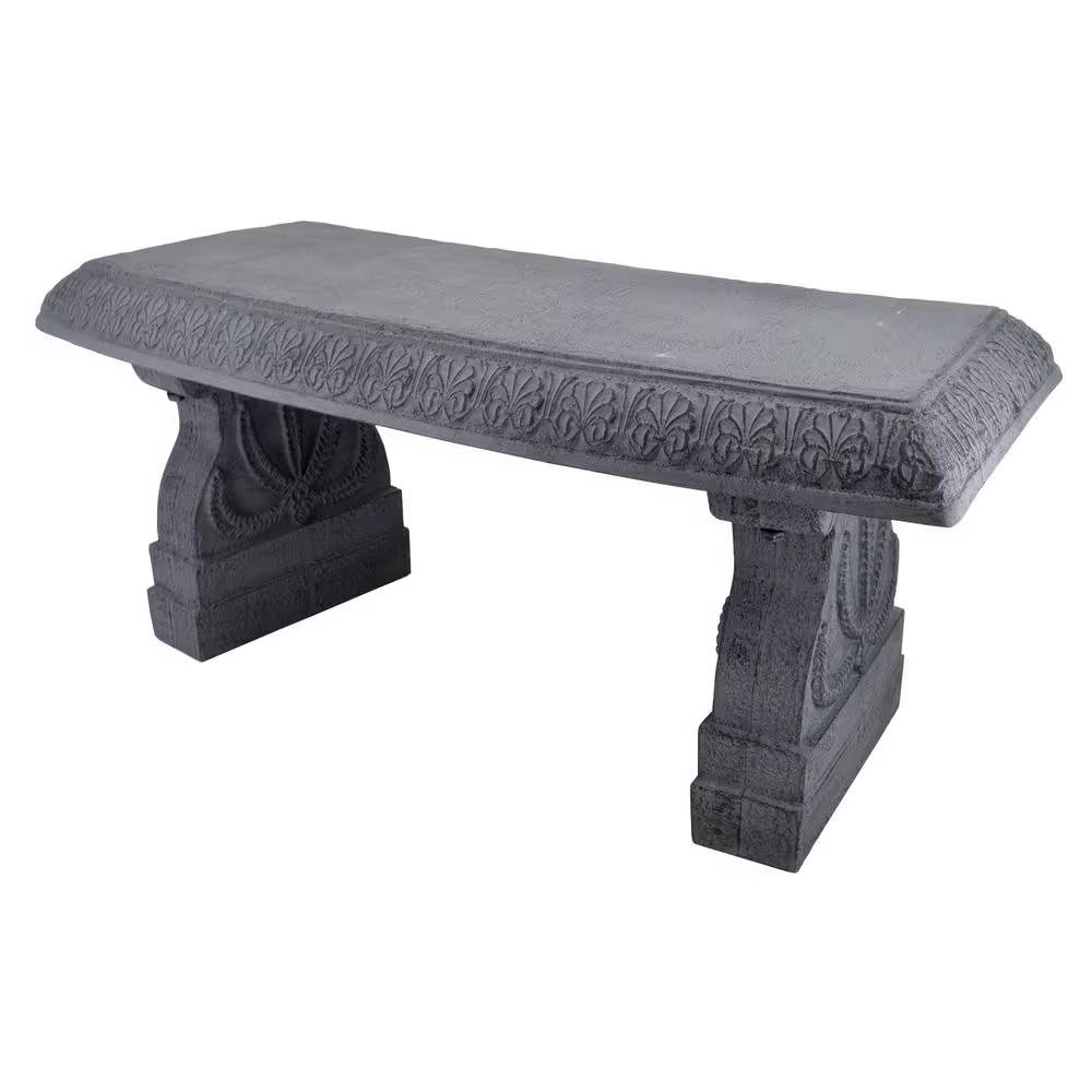 Outdoor Fiber-Clay Garden Bench (Color: Grey)