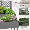 Self Draining Wood Raised Garden Bed Planter Box with Trellis