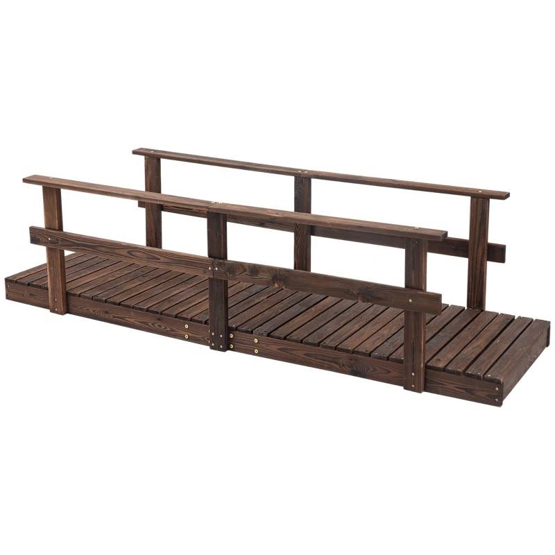 Outdoor Wooden Garden Bridge with Hand Rails (Option: Brown (7 Ft.))