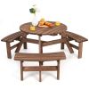 Espresso Wooden Picnic Table Umbrella Hole