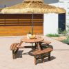 Espresso Wooden Picnic Table Umbrella Hole