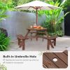 Espresso Wooden Picnic Table Umbrella Hole