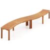 Outdoor Backless Wooden Garden Bench with Modern Arch Design