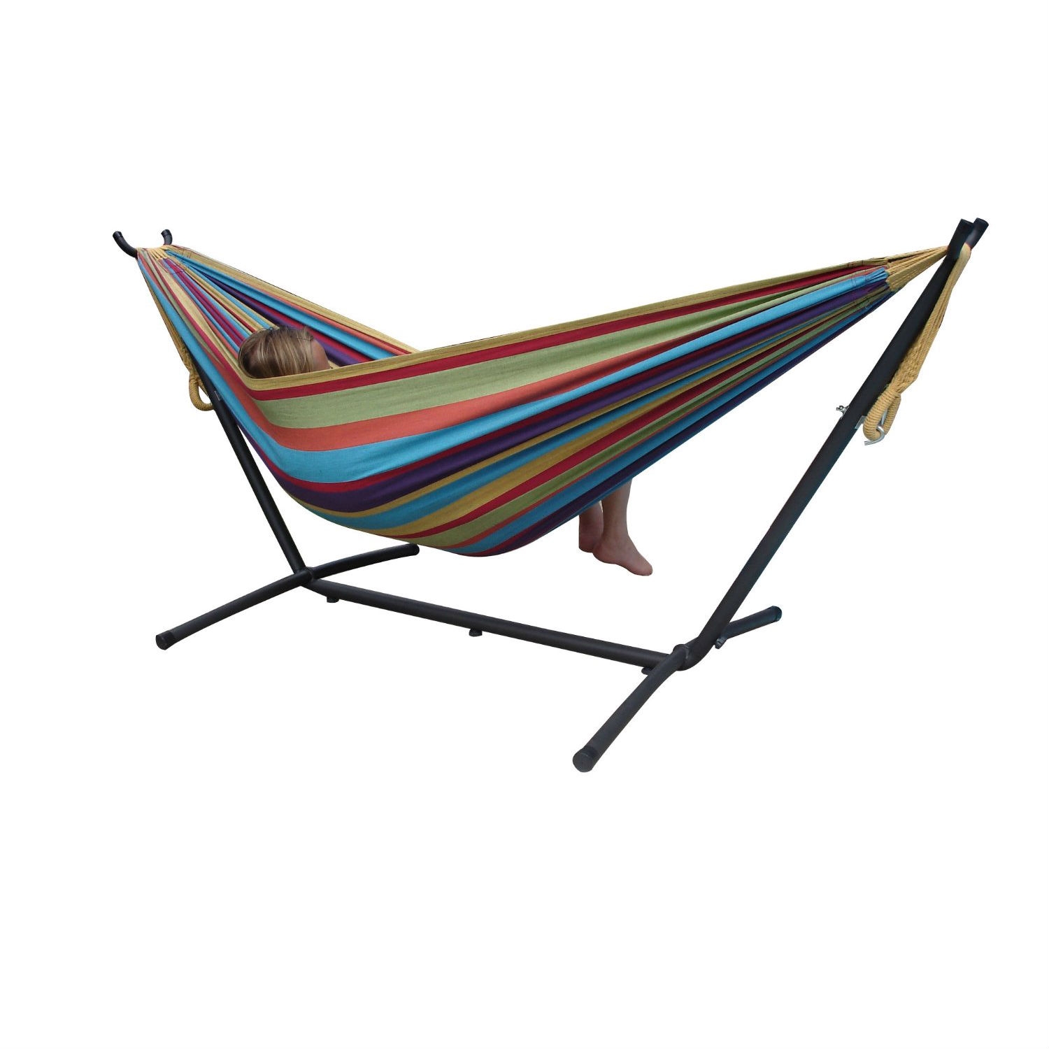 Double Hammock with 9-Foot Steel Stand (Color: Tropical)