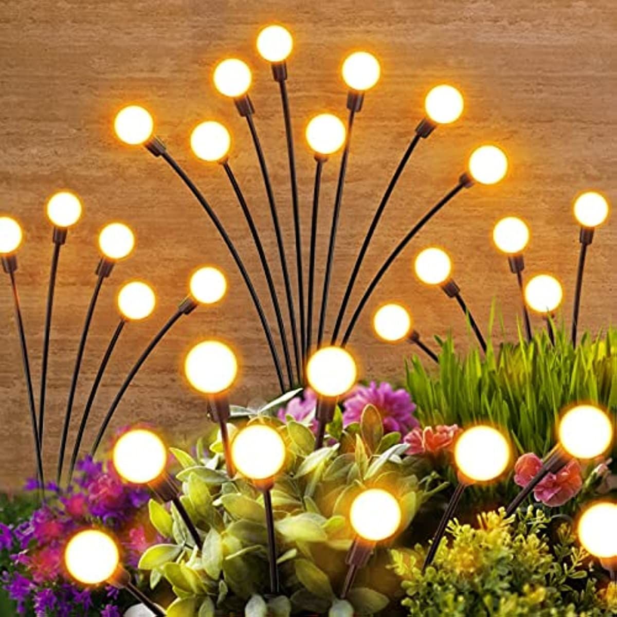 Solar Garden Lights Outdoor Decorations; 4 Pack Upgraded 8 LED Solar Powered Firefly Lights; Flexible Waterproof Solar Swaying Light for Yard Pathway (size: 4 Pack)
