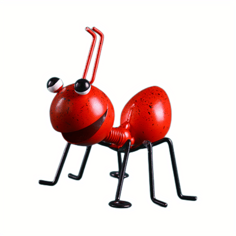 1pc/4pcs, Metal Crafts Creative Ant, Ant Metal Sculpture, Garden Ant Decor, Wall Hanging Decor, Garden Lawn Decor, Indoor Decor (Color: Red)
