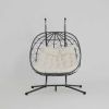 2 Persons Egg Chair with Stand Indoor Outdoor Swing Chair Patio Wicker Hanging Egg Chair Hanging Basket Chair with Stand for Bedroom Living Room Balco
