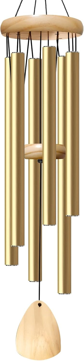 Large Aluminium Wind Chimes 37 Inches to Create a Zen Atmosphere Suitable for Outdoor, Garden (Color: Light Golden)
