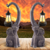 Solar Elephant Statue, Outdoor Garden Resin Elephant Sculpture, Art Ornament with Solar LED Lights, Garden Landscape Sculpture, for Yard/Lawn/Home Dec